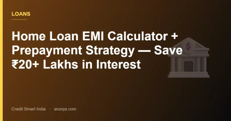 Home Loan EMI Calculator + Prepayment Strategy — Save ₹20+ Lakhs in Interest