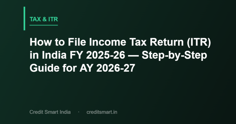 How to File Income Tax Return (ITR) in India FY 2025-26 — Step-by-Step Guide for AY 2026-27